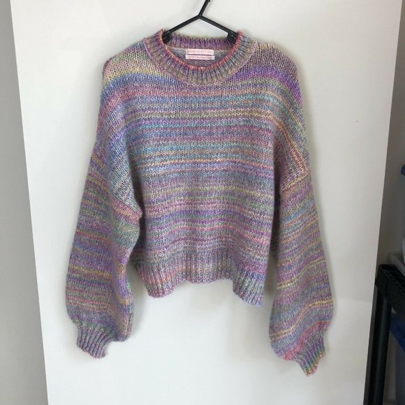 Multicolor Balloon Sleeve Sweater 